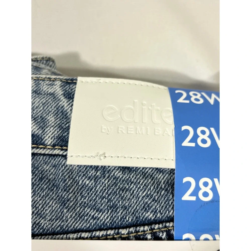 Edited Remi Bader Utility Denim Mini Skirt Women‎ 28W Light Wash Raw Hem Curvy